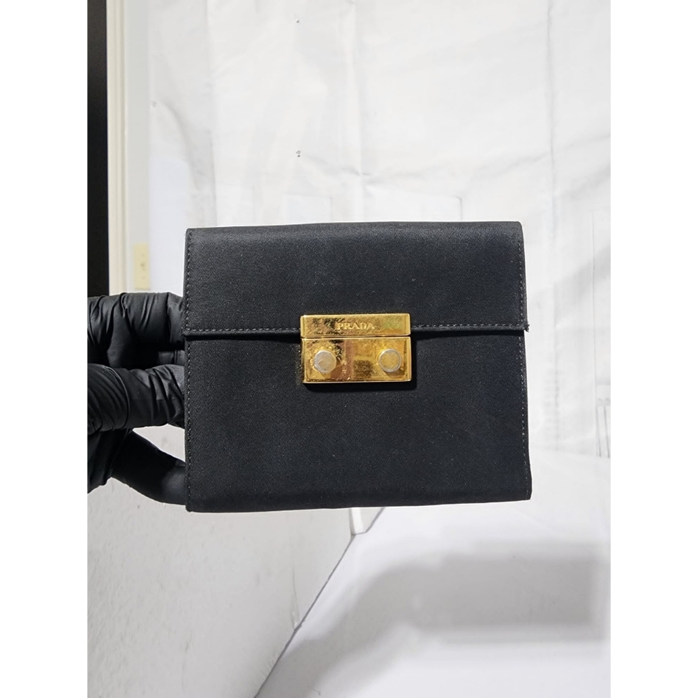 Prada Nylon Compact Wallet Black